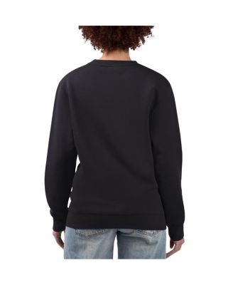 Women's Black Detroit Lions Flower Logo Graphic Fleece Pullover Sweatshirt