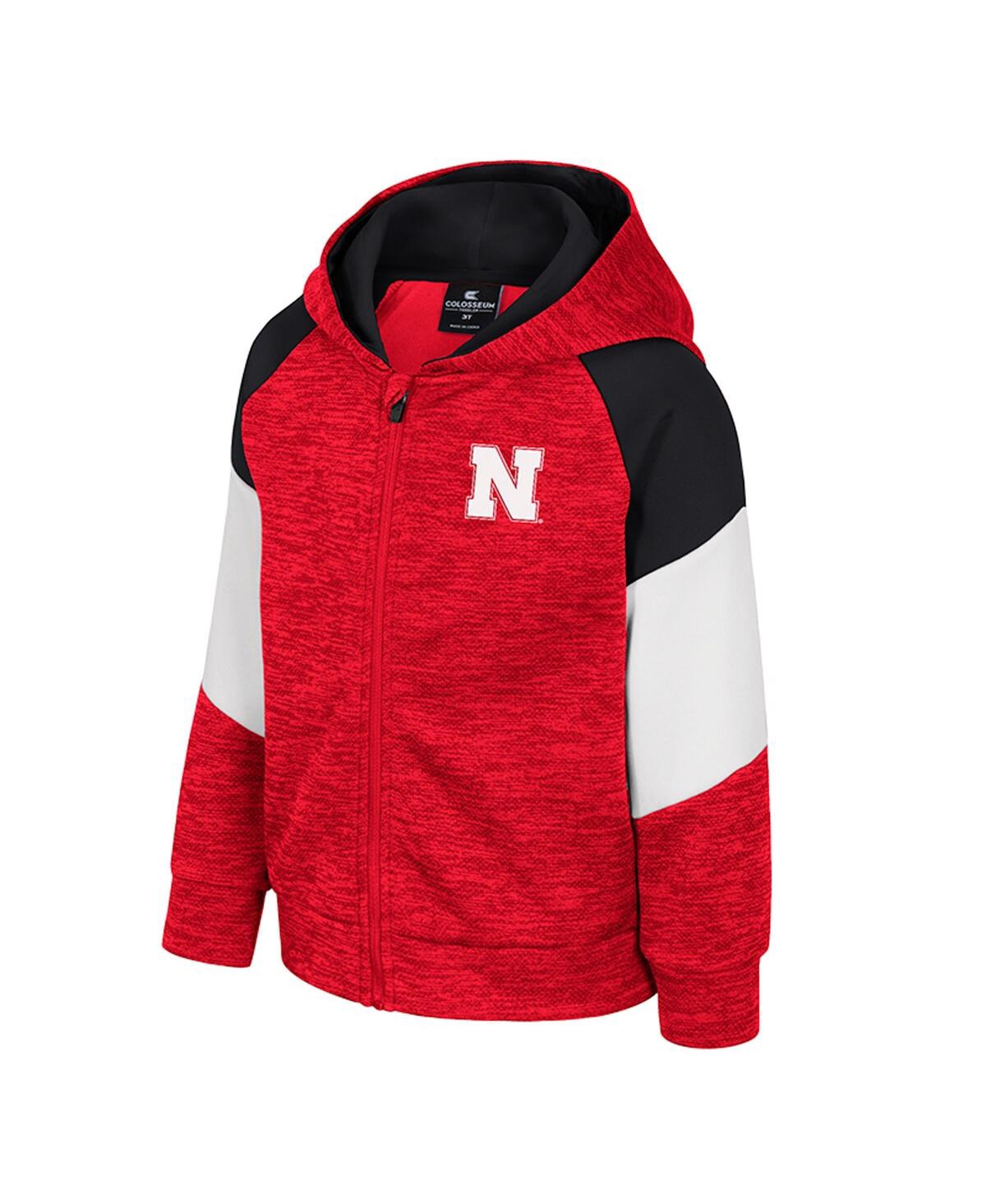 Colosseum Toddler Scarlet Nebraska Huskers Spirit Hollow Full-zip Hoodie In Red