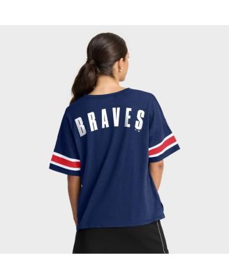 Women's Navy Atlanta Braves Curl Route T-Shirt