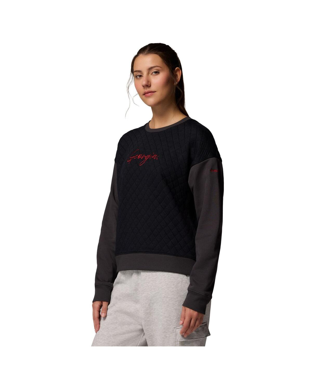 Columbia Women's Black Georgia Bulldogs Collegiate Hart Mountain Quilted Sweatshirt In Black