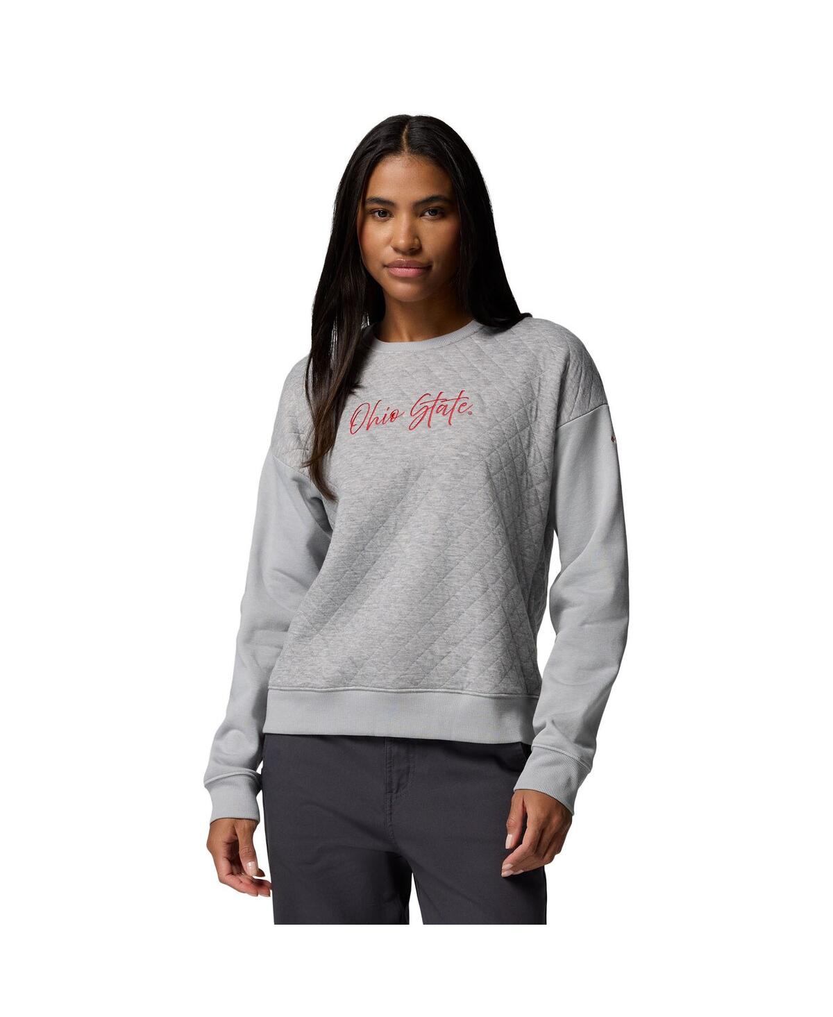 Columbia Women's Gray Ohio State Buckeyes Collegiate Hart Mountain Quilted Sweatshirt