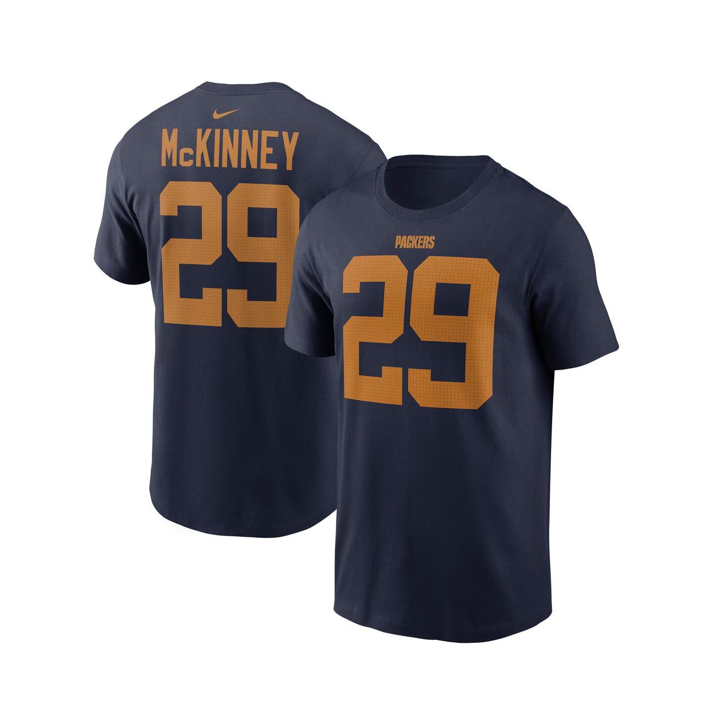 Мужская футболка Nike Xavier McKinney Navy Green Bay Packers The 1923 Classic Name & Number — фото 1