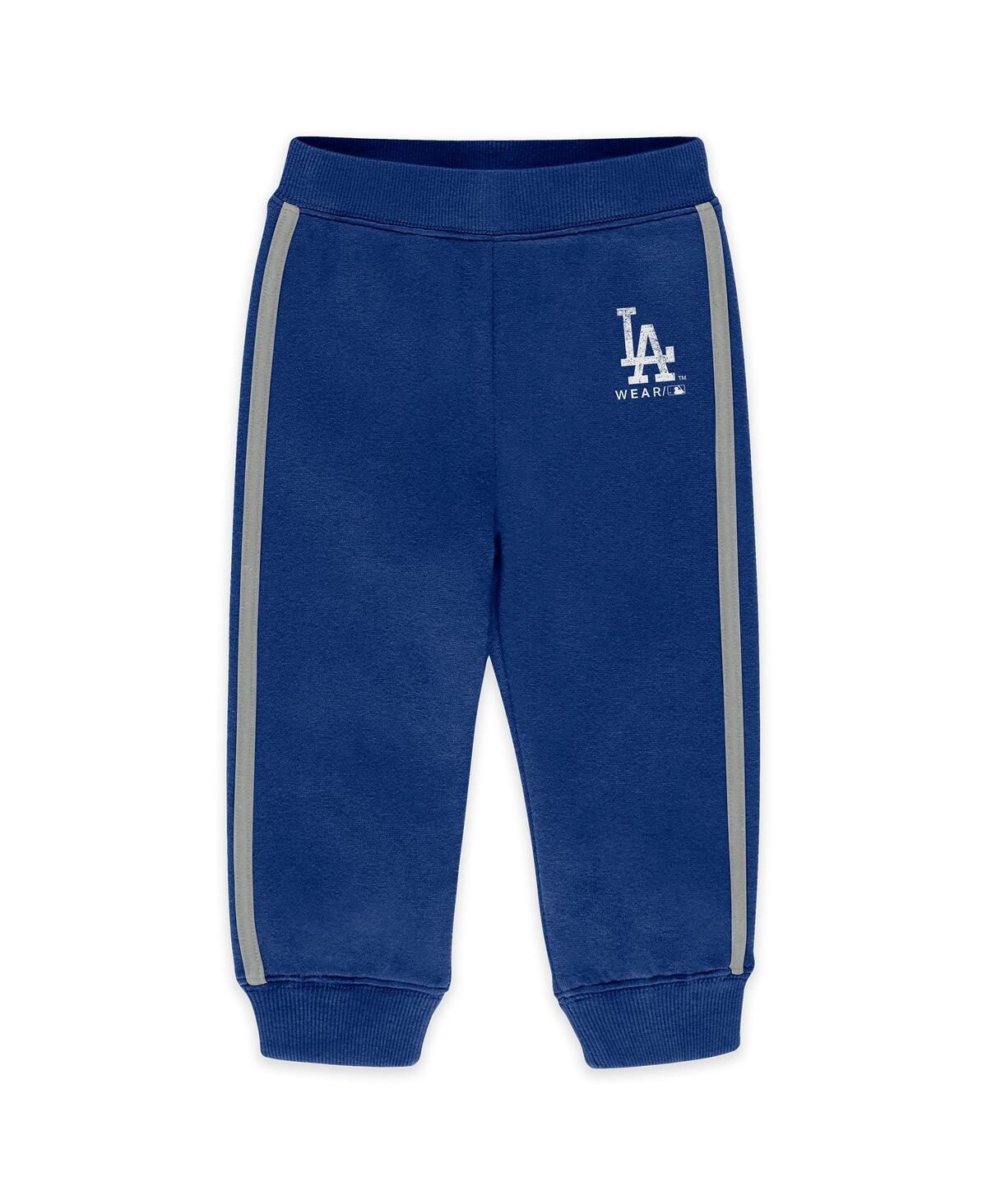 Wear By Erin Andrews Newborn 2-piece Royal Los Angeles Dodgers Fleece Crewneck And Pants Set In Blue