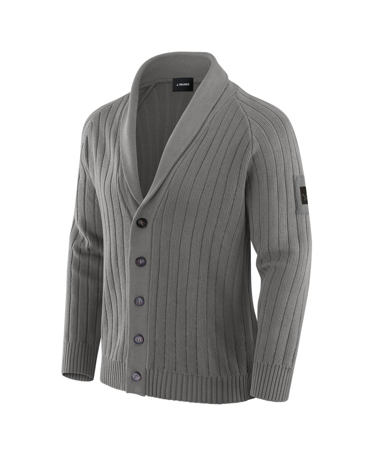 J. Palmer Men's Graphite Minnesota Vikings The Playmaker Cardigan Raglan Sweater In Gray