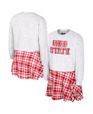 Colosseum - Big Girls Gray Ohio State Buckeyes Marceline Plaid Skirt and Top Set