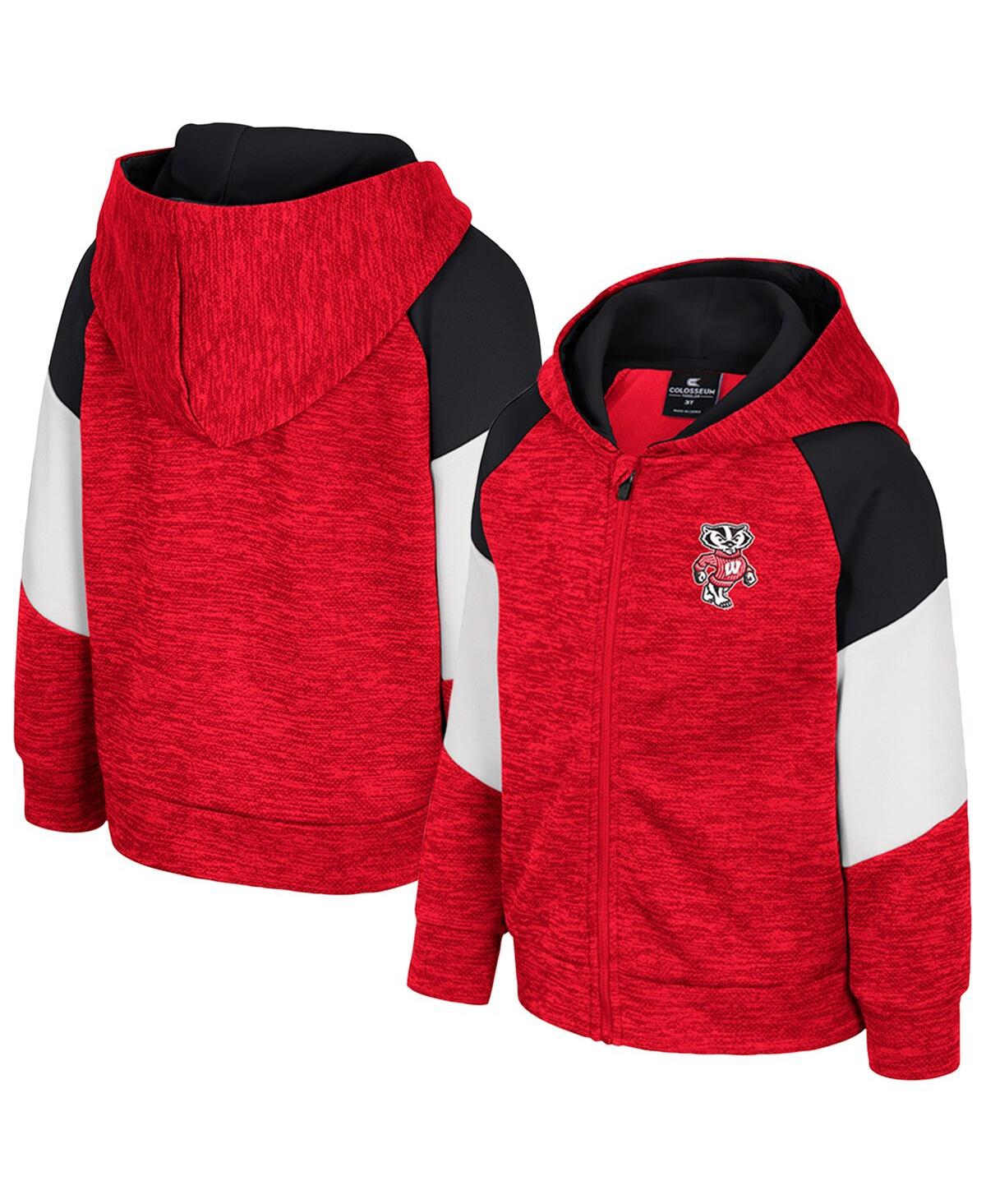 Colosseum Babies' Toddler Red Wisconsin Badgers Spirit Hollow Full-zip Hoodie
