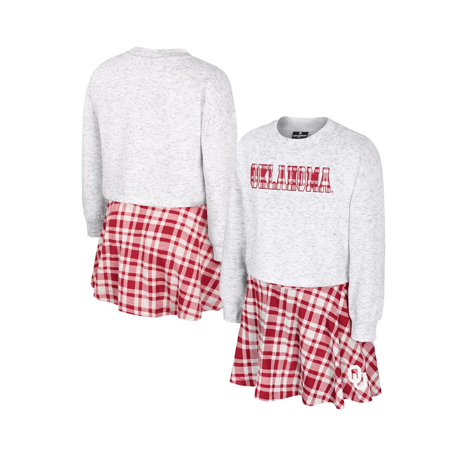Big Girls 2-Piece Gray Oklahoma Sooners Marceline Plaid Skirt and Top Set
