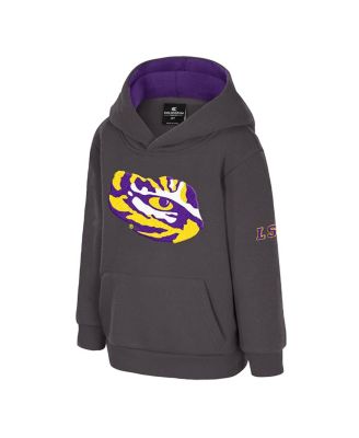 Toddler Charcoal LSU Tigers Big Logo Volume Fleece Pullover Hoodie