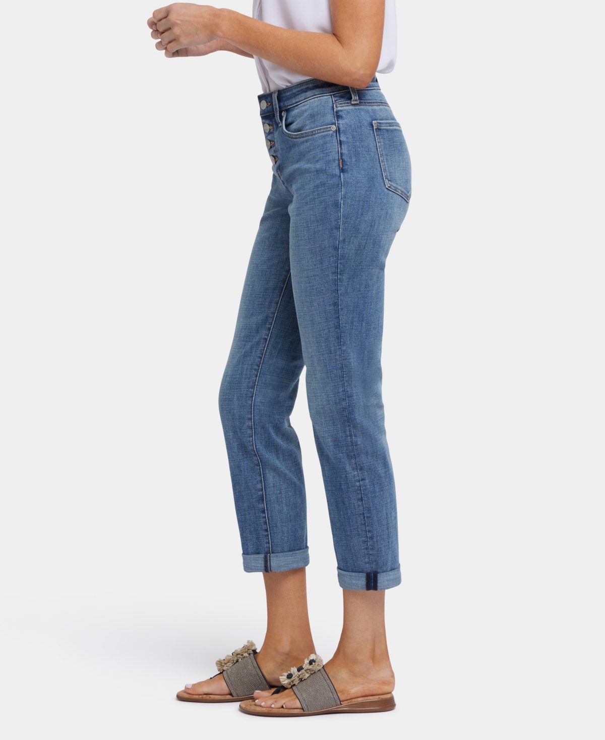 Macy's Nydj Women's Sheri Slim Ankle With Exposed Button Fly Jeans In Blue