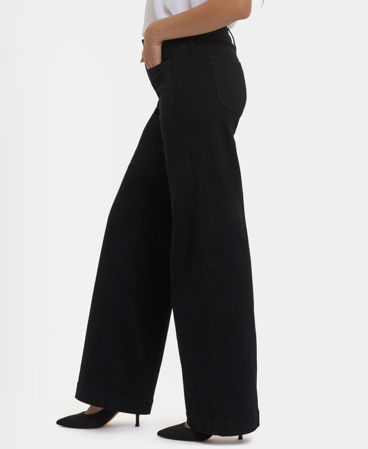 Nydj Teresa High Waist Wide Leg Jeans With Patch Pockets In Black