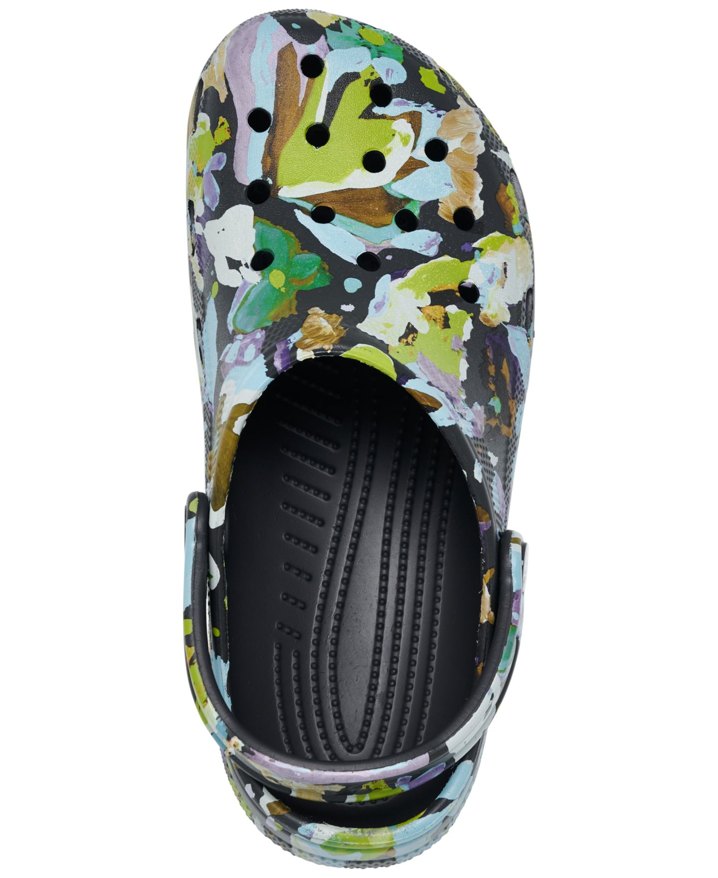 Женские сабо Crocs Classic Painted Floral, цвет: Чёрный песочный — фото 5