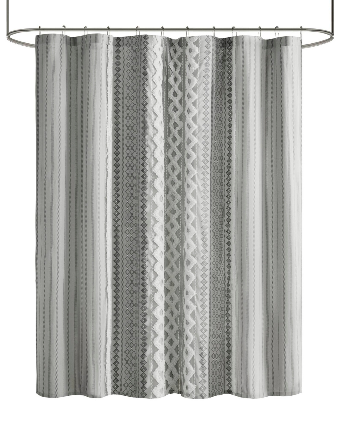 Ink+Ivy Imani Stripe Cotton Chenille Shower Curtain, 72" x