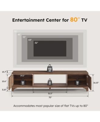 70-Inch Modern TV Stand Mid-Century Entertainment Center with Storage for 65"/75" TVs