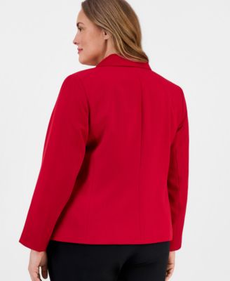 Plus Size Stretch Crepe Three-Button Blazer
