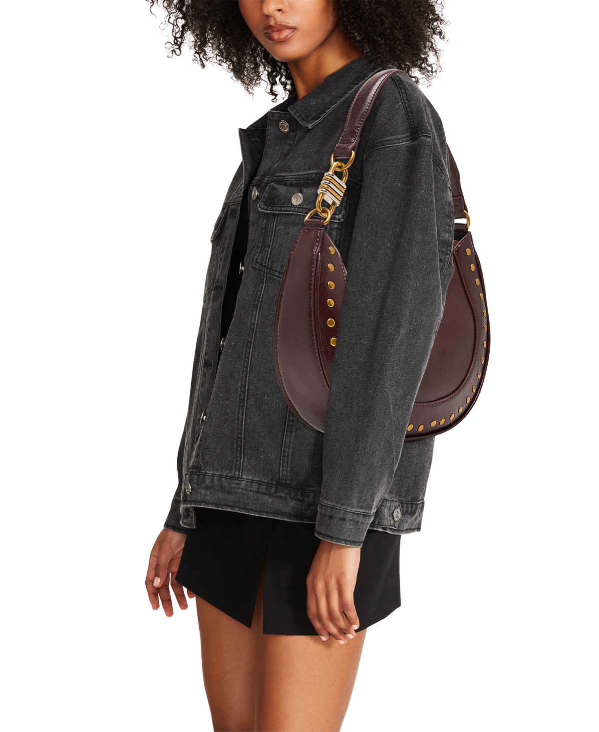 Steve Madden Bliamm Studded Mini Shoulder Bag In Burgundy