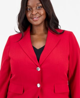 Plus Size Stretch Crepe Two-Button Blazer