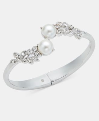 Charter Club - Crystal & Imitation Pearl Bypass Bangle Bracelet