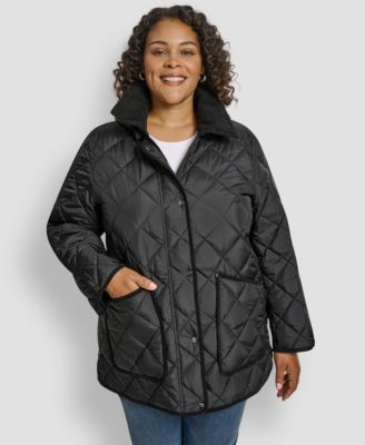 Plus Size Hooded Quilted Coat