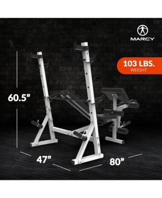 Olympic Weight Bench, Home Gym Exercise Equipment Workout Machine, White