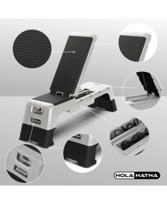 Adjustable Stepper, Fitness Aerobic Deck w/Storage Compartment, Silver