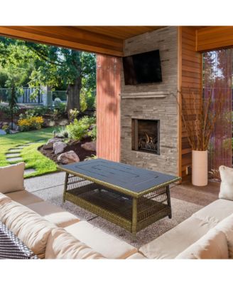 Positano 40" x 26" Outdoor Wicker Coffee Table, Brown