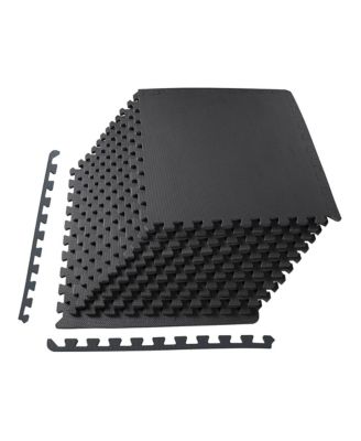 48 Sq Ft Interlocking EVA Foam Exercise Mat Tiles, Black