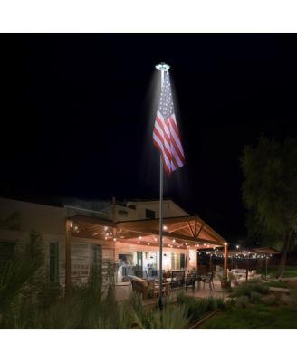 Solar Flag Pole Light 136 LED 2600mAh Bright White 7000K for 15 to 30 Ft Poles