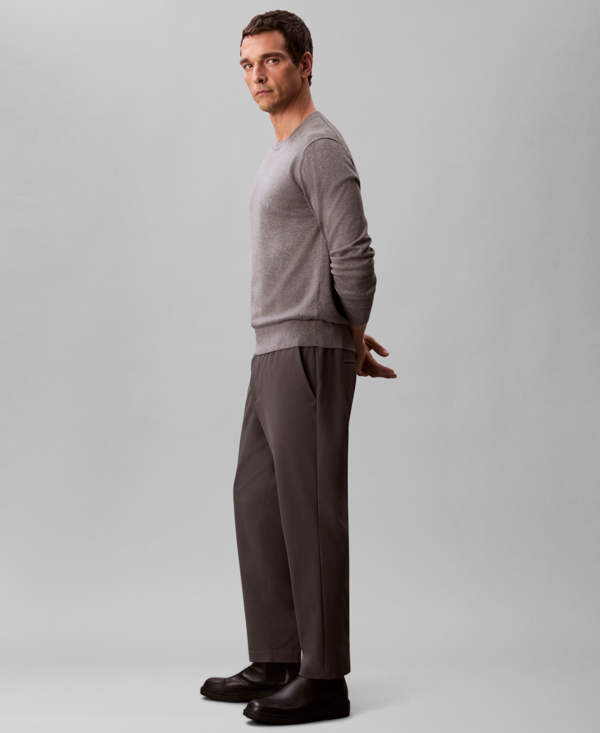 Calvin Klein Men's Regular Fit Elastic Jogger Pants In Gray