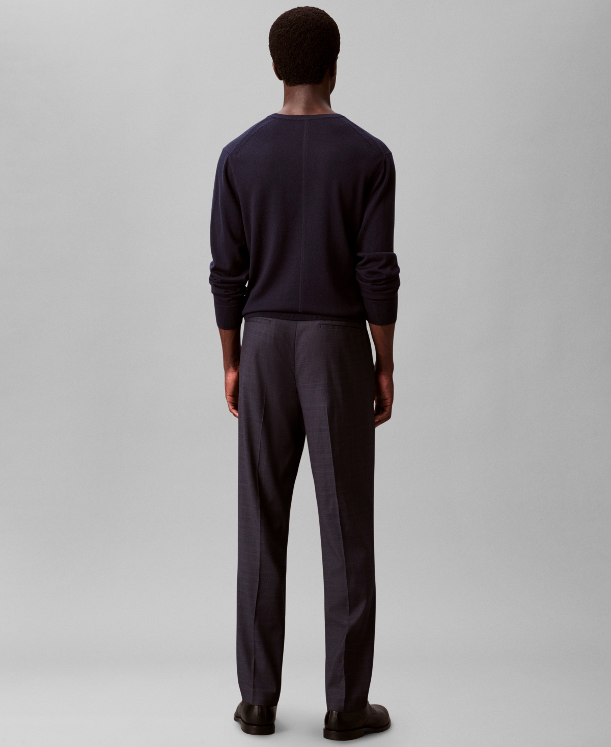 Calvin Klein Men's Viscose Blend Check Slim Trouser In Purple