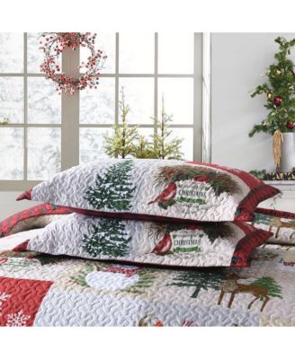 Christmas Snowman Reversible 3-Pc. Quilt Bedspread Set, King