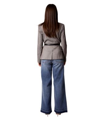 Women's Taylor Grey Herringbone Belted Blazer