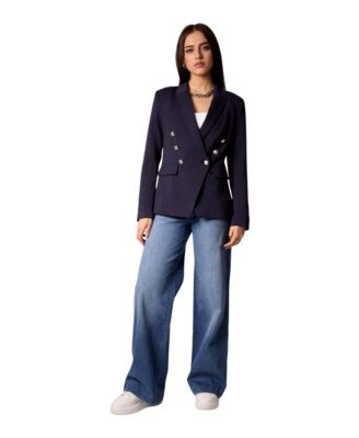Women's Helen Double-Breasted Blazer with Removable Hoodie Insert