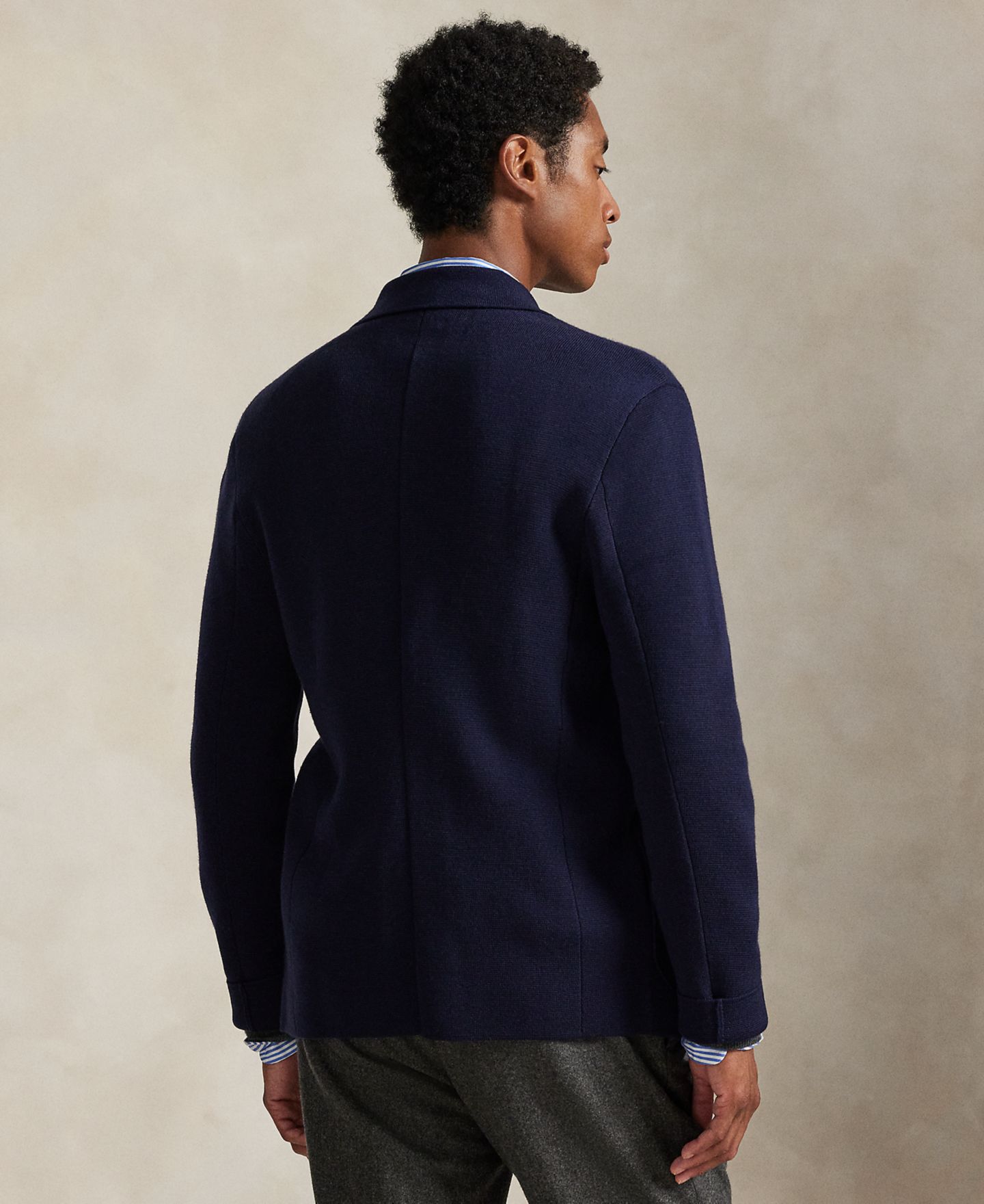 Мужской кардиган Polo Ralph Lauren Merino Long Sleeve Blazer, цвет: Синий — фото 4