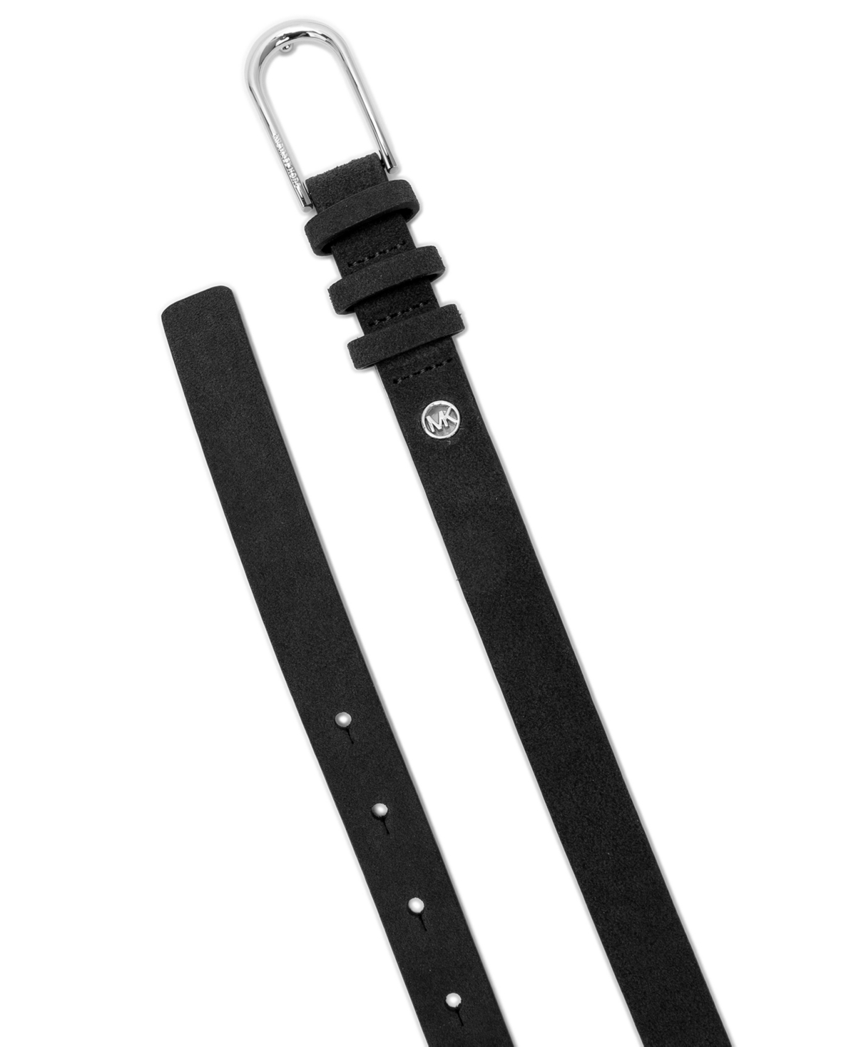 Michael Kors Silver-tone Buckle Leather Belt In Black