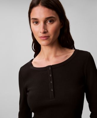 Women's Long Sleeve Ribbed Knit T-Shirt