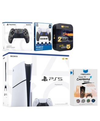 Playstation 5 Slim Disc with Extra Gray Camo Controller, FPS Grip Kit and MightySkins Decal Voucher + 2 Year CPS Extended Warranty