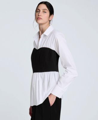 Women's Poplin Bustier-Style Shirt