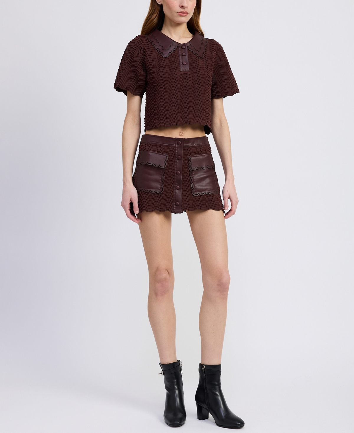En Saison Delphine Mini Skirt In Burgundy