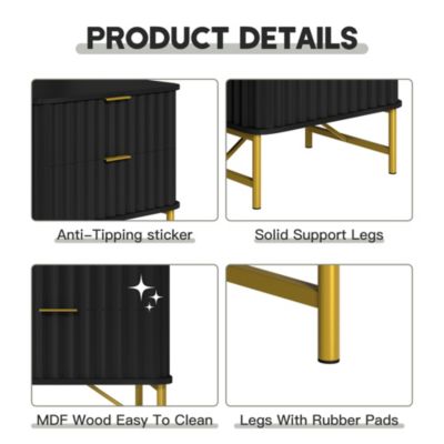 2-Drawer Nightstand with Metal Base