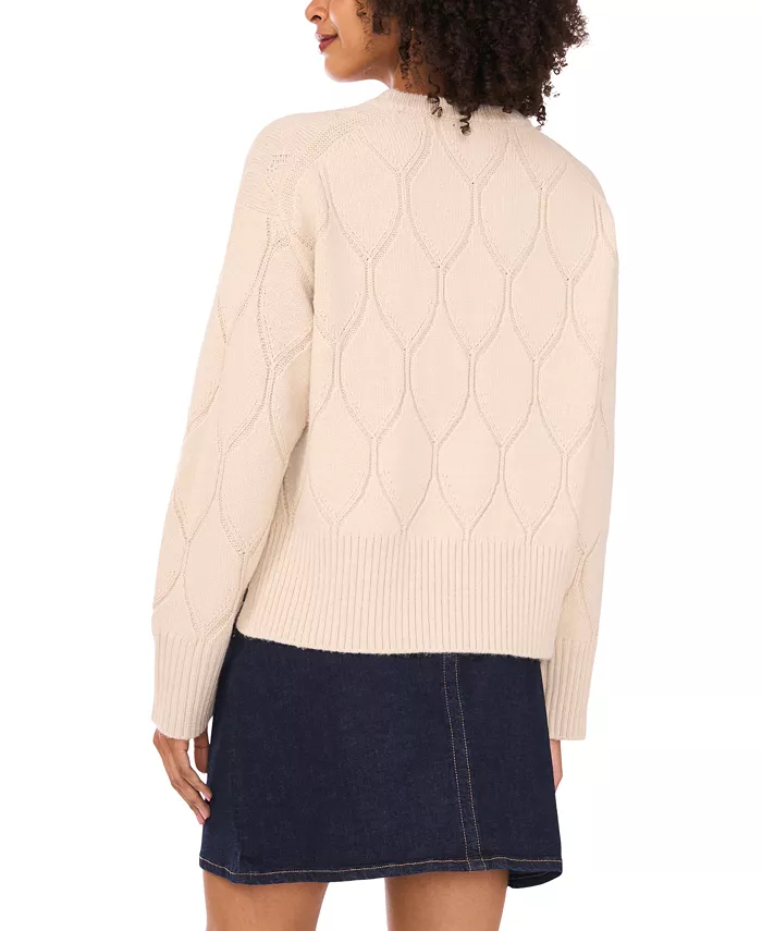 Women's Crewneck Textured Knit Pattern Long-Sleeve Sweater - thumbnail 4