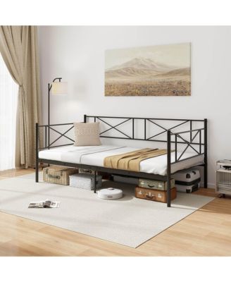 Twin Size Metal Daybed Modern Platform Bed w/ Heavy-duty Metal Slat Support