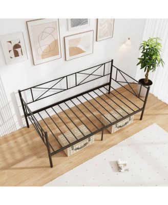 Twin Size Metal Daybed Modern Platform Bed w/ Heavy-duty Metal Slat Support