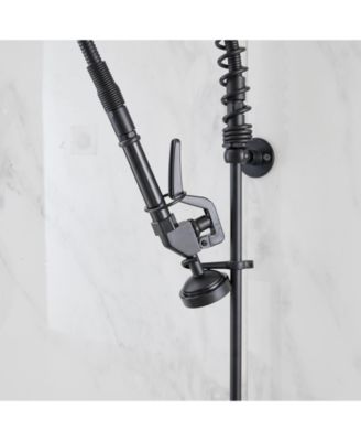 Commercial Restaurant Pull Down 2-Handle Wall Mount Pre-Rinse Spray Utility Kitchen Faucet in Matte Black