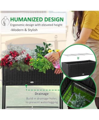 Outsunny Elevated Planter Box with Rattan Look