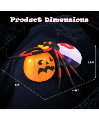 5 x 4.6 ft Inflatable Spider w/ Pumpkin LED Lighted Halloween Decoration w/ Colorful Rotating Light