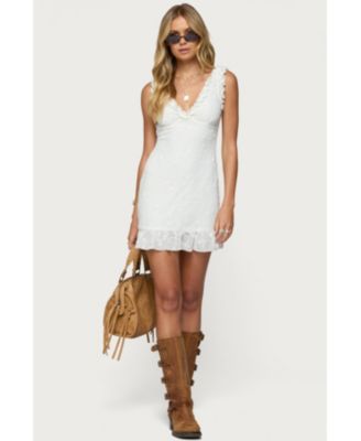 Womens Shayla Ruffle Textured Mini Dress