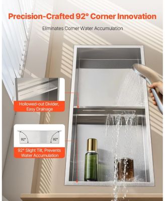 Stainless Steel Shower Niche Recessed Wall Shelf for Bathroom Storage