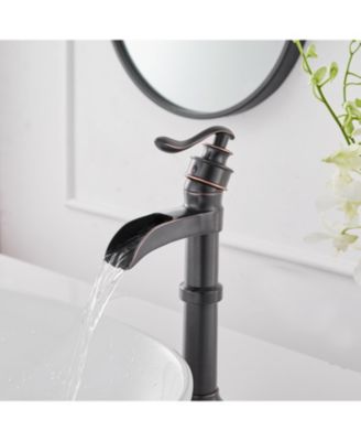Waterfall Single Hole Single-Handle Vessel Bathroom Faucet With Drain Assembly in Oil Rubbed Bronze