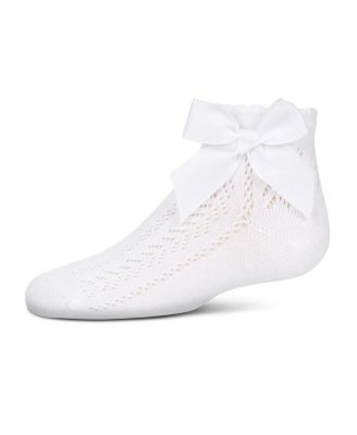 Girls' Knit Openwork Bow Anklet Socks