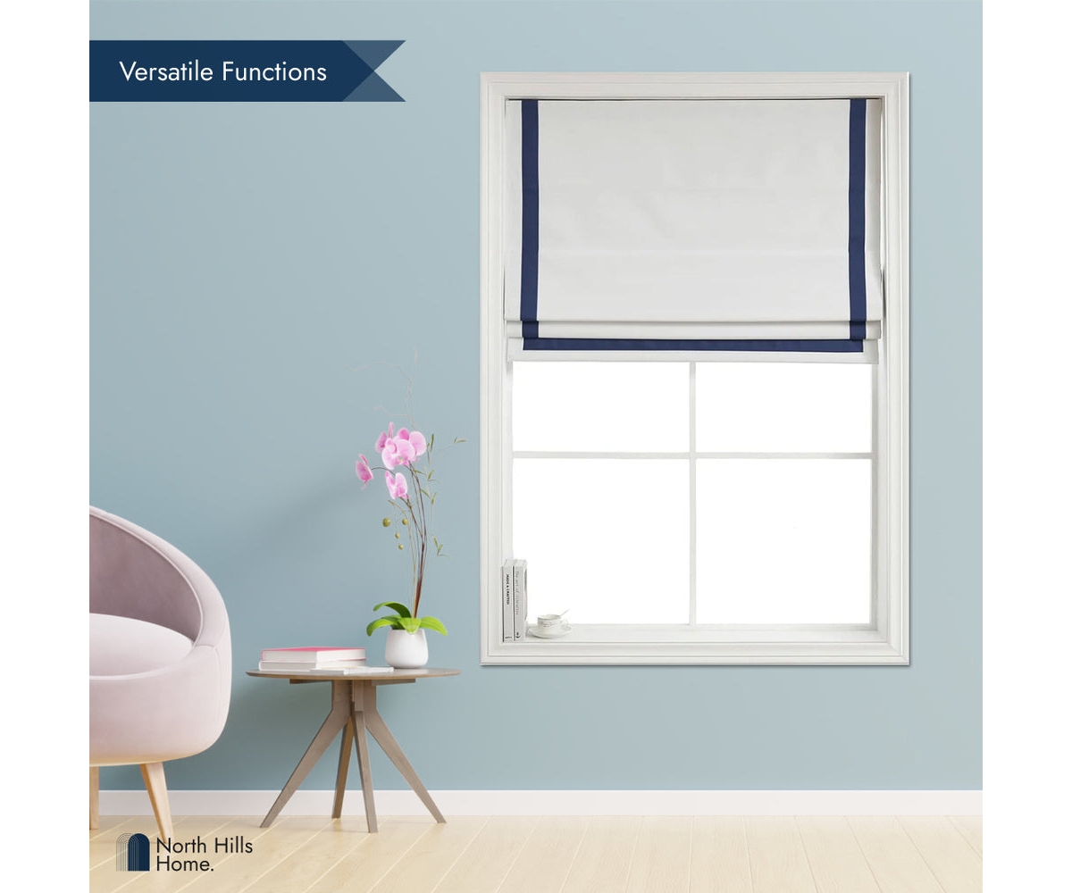 Shadisfy Cordless Pull Down 100% Blackout Roman Shade with Ribbon Border 27"x64"